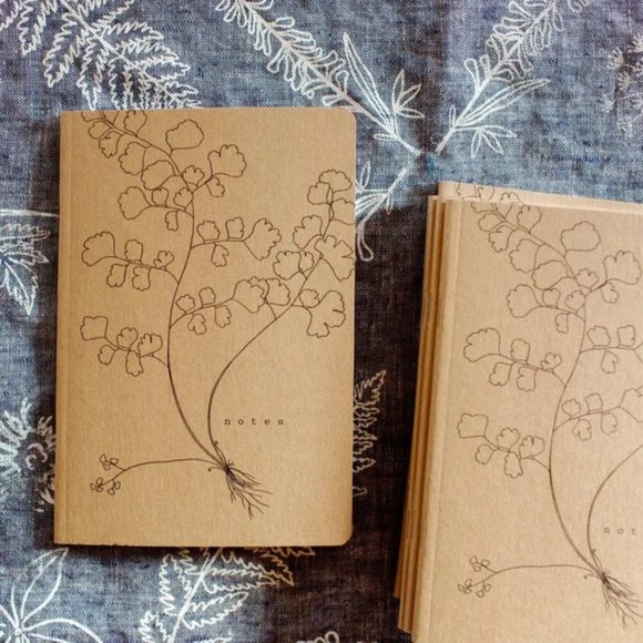 4 Notebooks, Fern Notebook, Mini Notes, Kraft Notebook, Maidenhair Fern - Picture 3 of 5